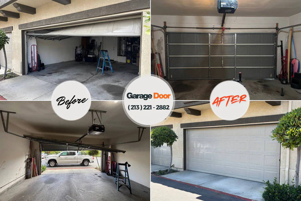 Before and after: garage door repair Dortches, NC
